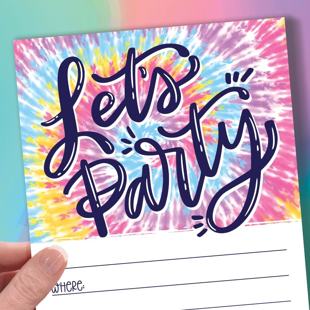 Tie Dye Birthday Invites With Envelopes 20 Count