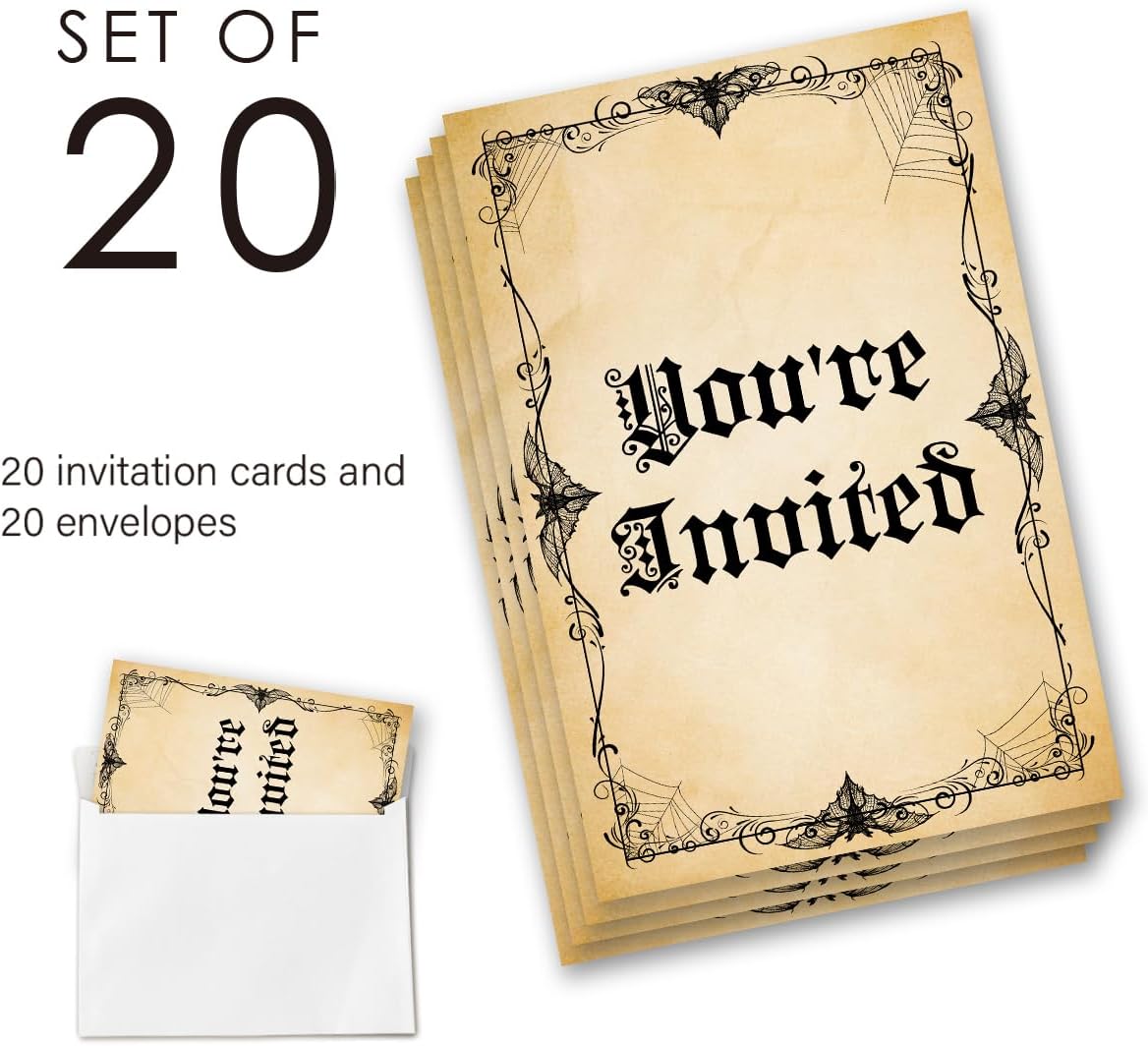 Gothic Halloween Invitations with Envelopes Set of 20