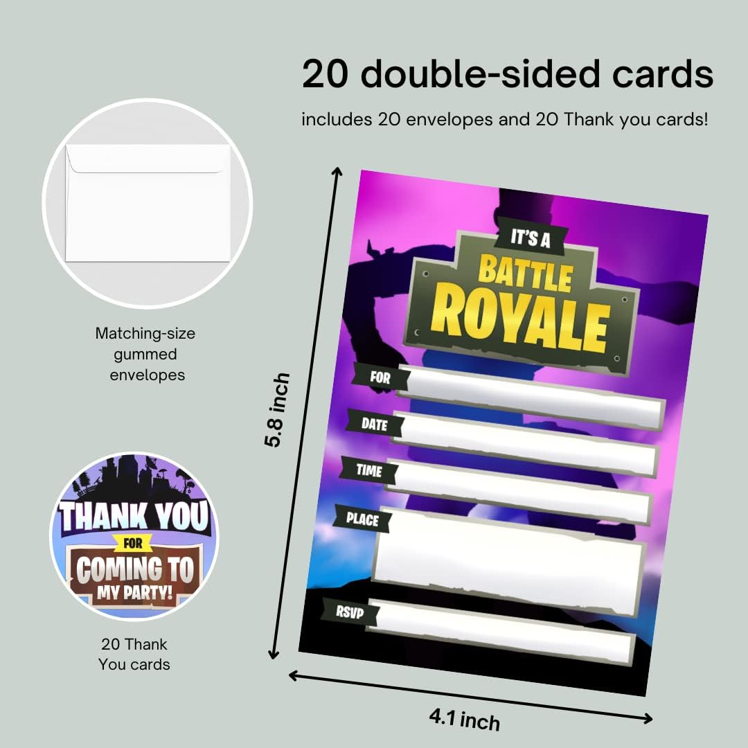 Hat Acrobat 20 Birthday Invitations for Boys - Game On Party Supplies Purple