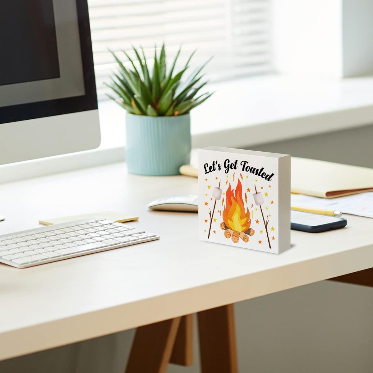JOWMIJ Campfire Wood Box Sign 5x5 Inches Rustic Decor