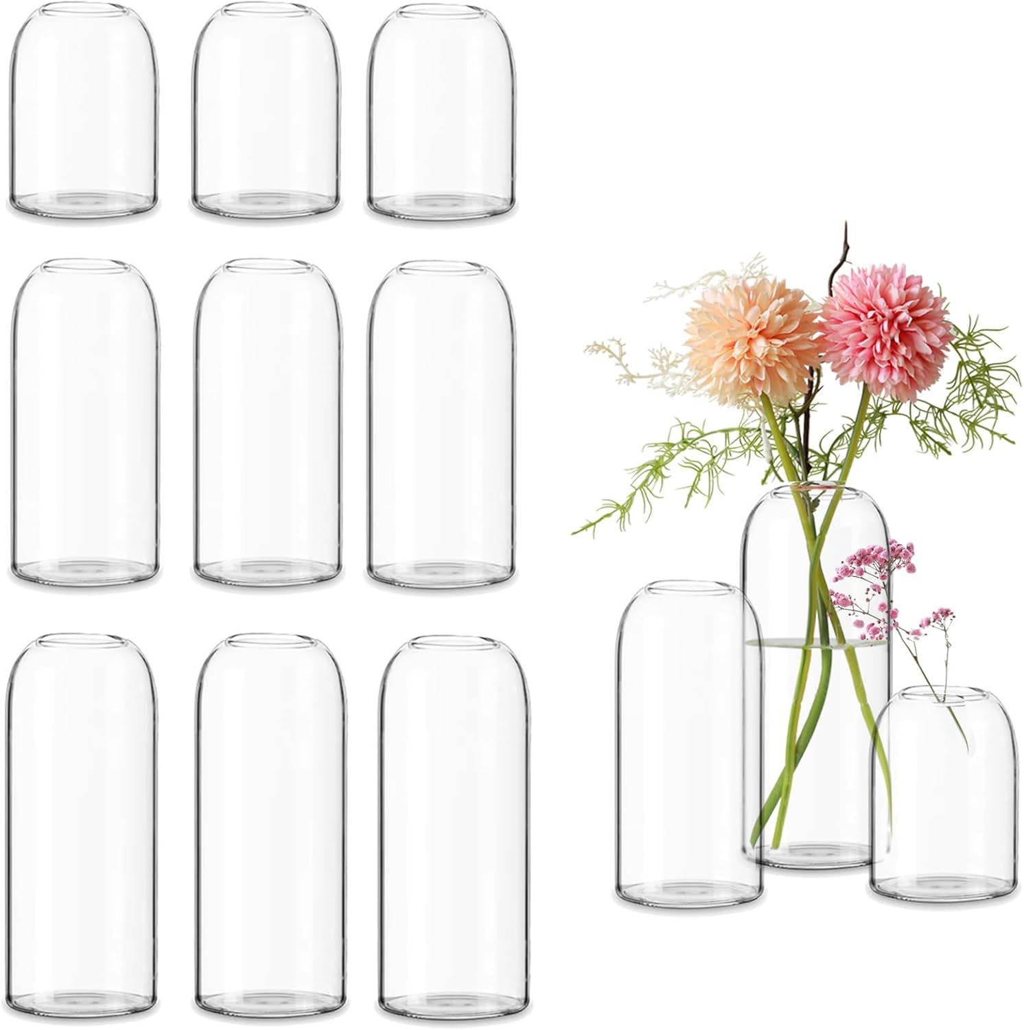 Etolies Clear Glass Vase Set of 12 Modern Cylinder Design