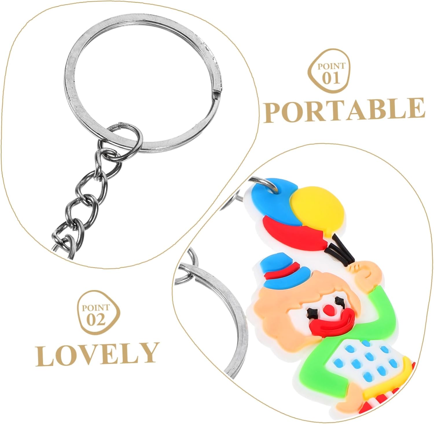 12pcs Unique Clown Key Chain for Women Party Decor