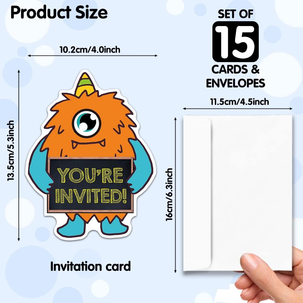 RZHV 15 Pack Monster Birthday Invitations Cards