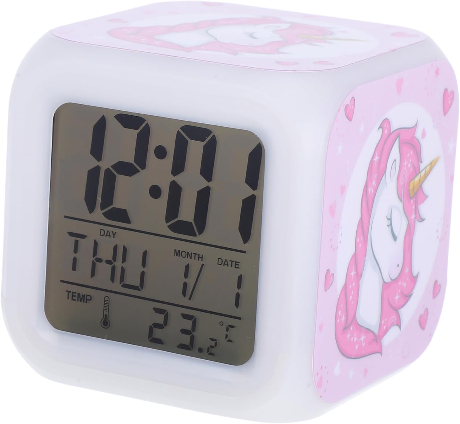 Zerodeko LED Unicorn Alarm Clock with Silent Mute Function