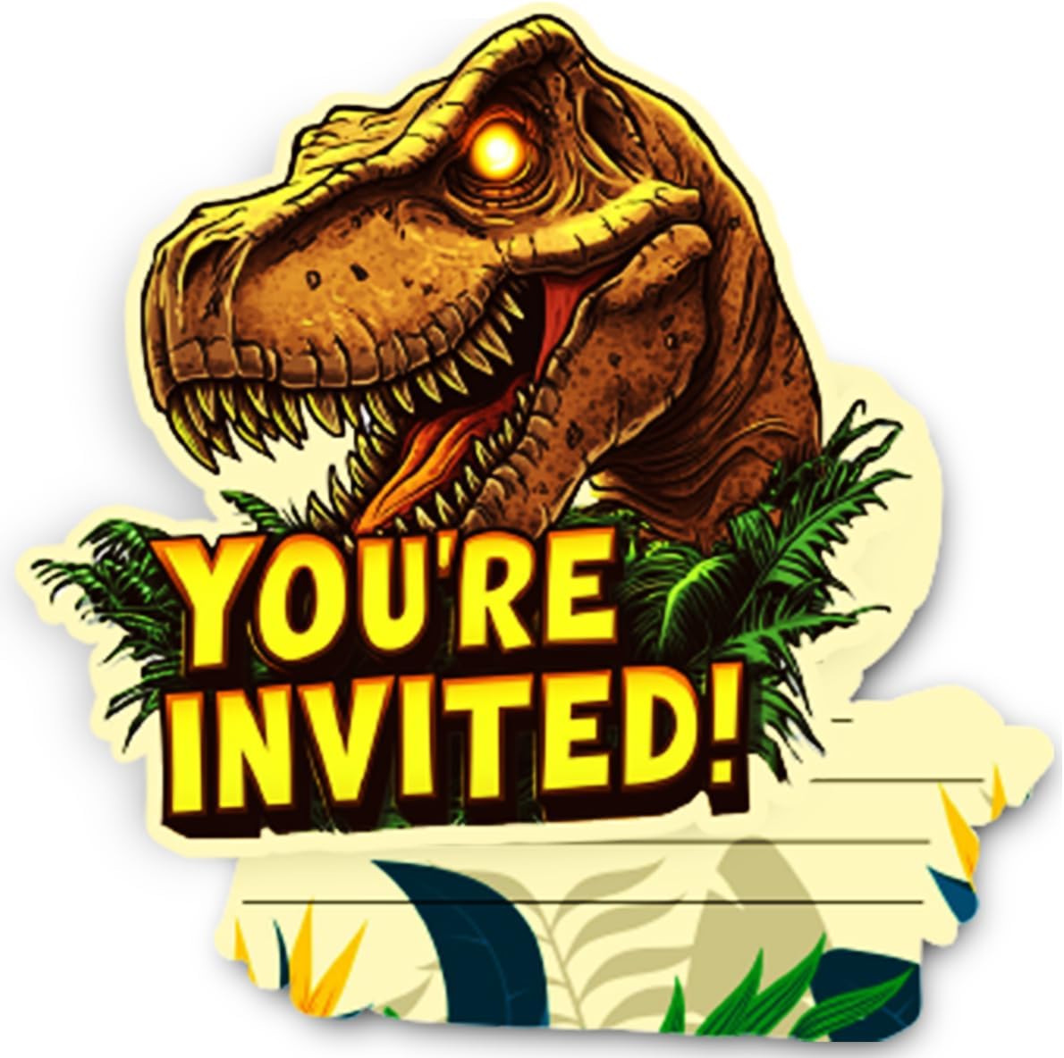T-Rex Birthday Party Invitations Set for Kids 30 Cards and Envelopes