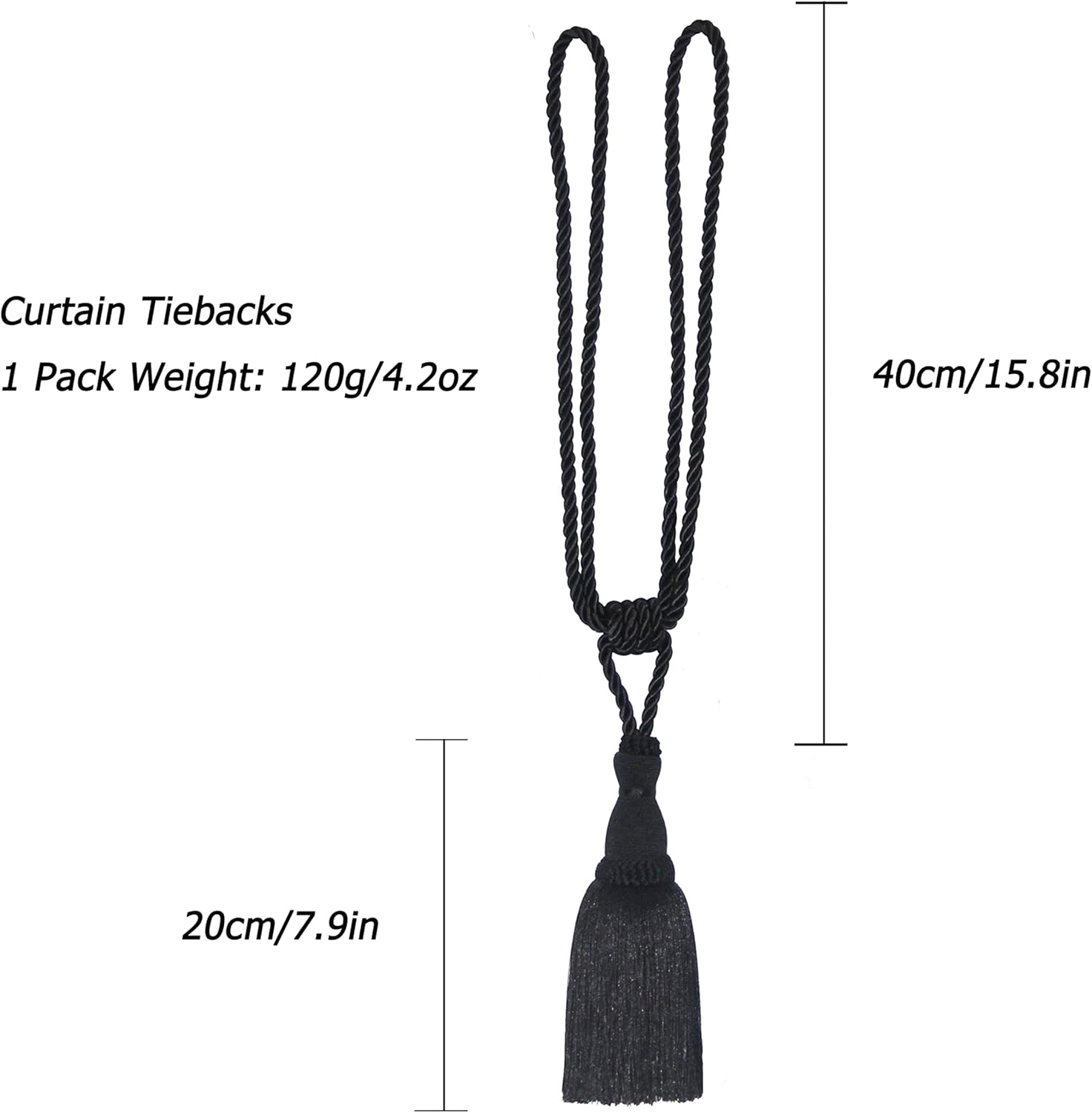 BEL AVENIR 2 Pack Navy Curtain Tiebacks with Tassels