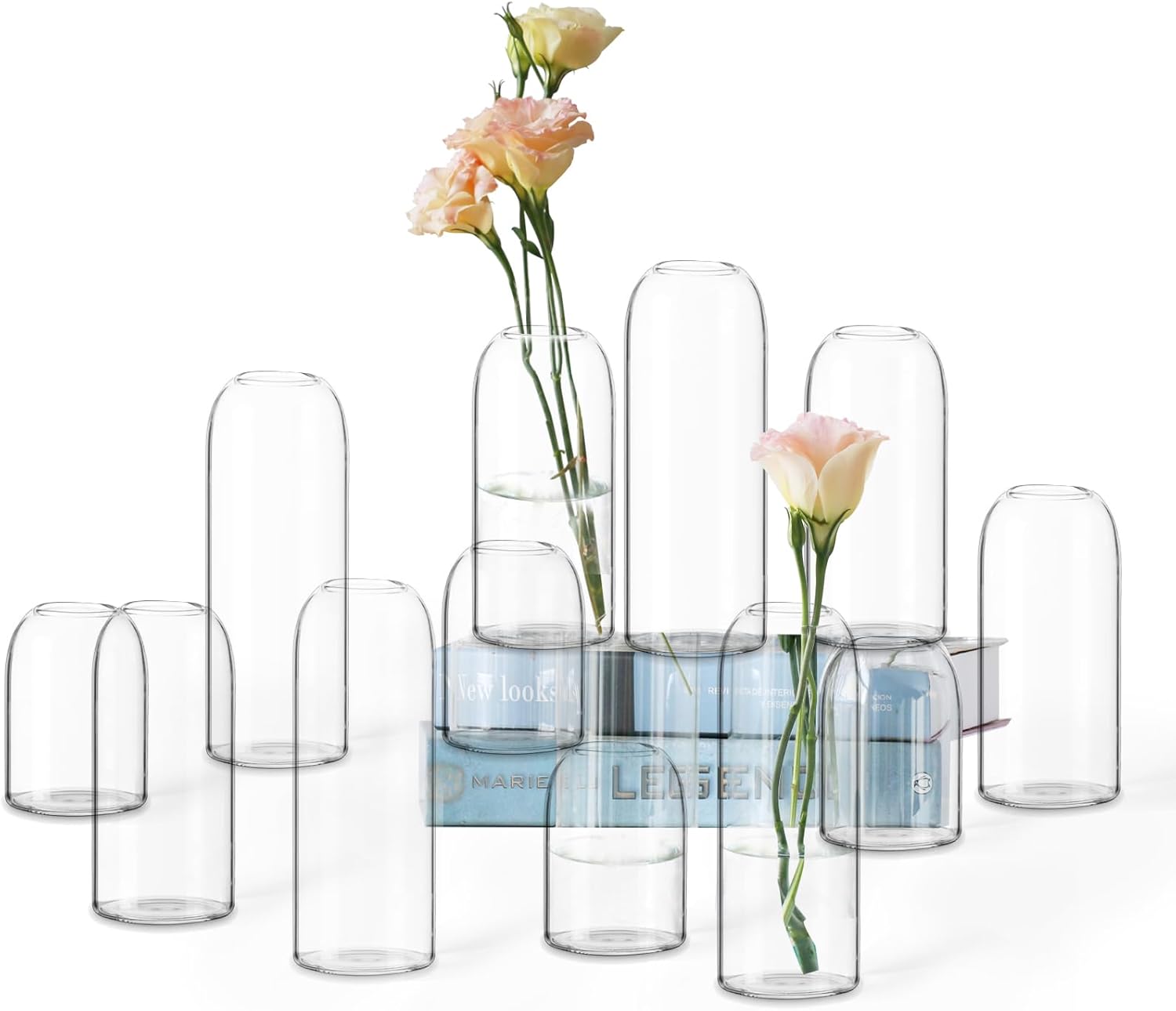 Etolies Clear Glass Vase Set of 12 Modern Cylinder Design