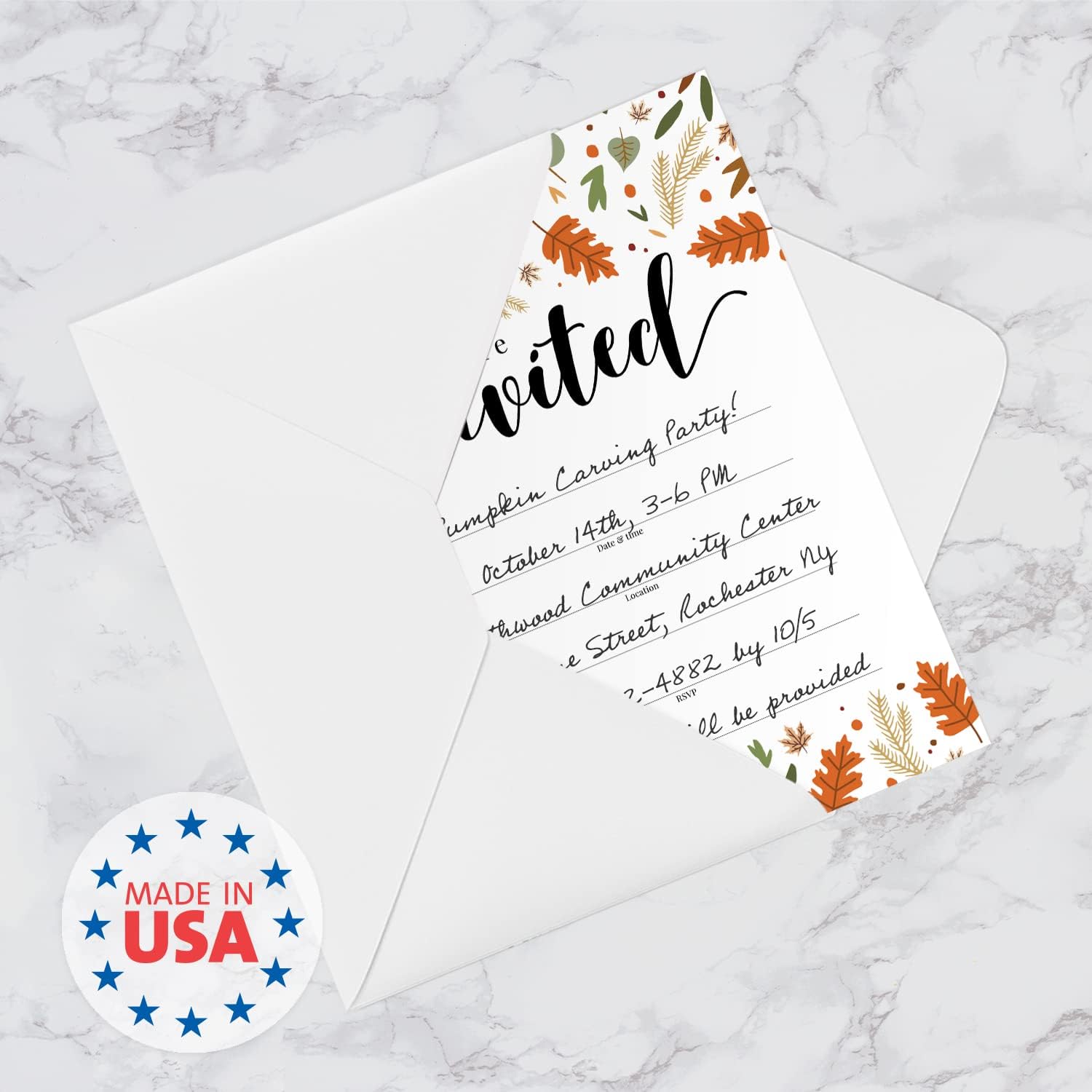 Canopy Street Autumn Leaves Party Invitations 5x7