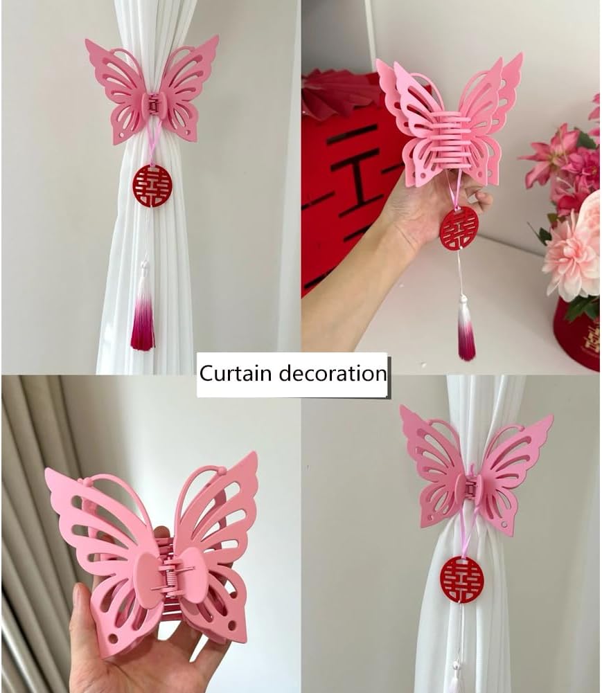Lovely Pink Butterfly Curtain Tiebacks 2Pcs