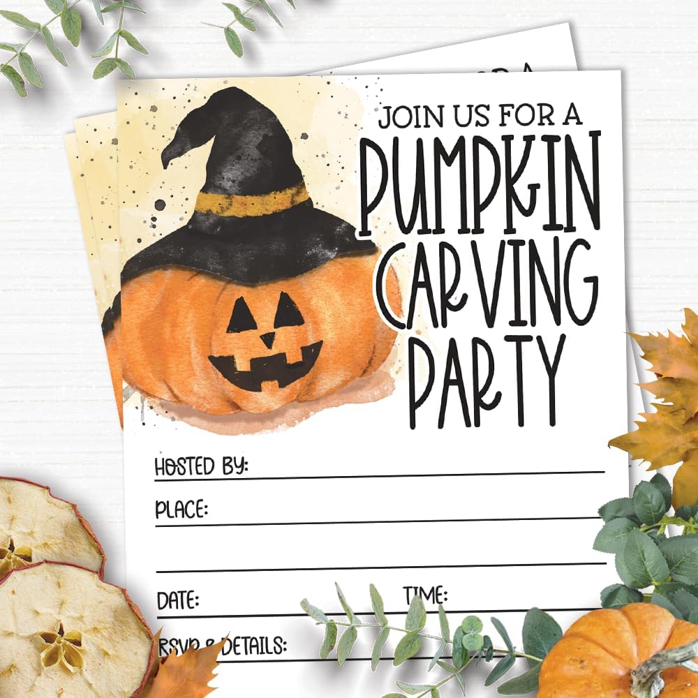 Pumpkin Carving Party Halloween Invitations 4x6