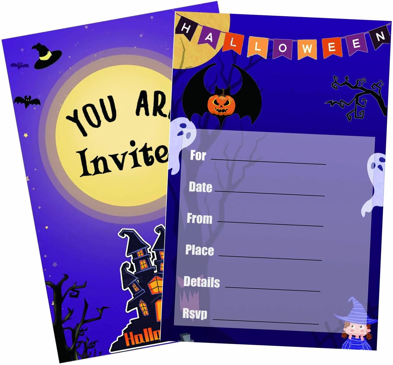 Halloween Party Invitation Cards 50-Pack