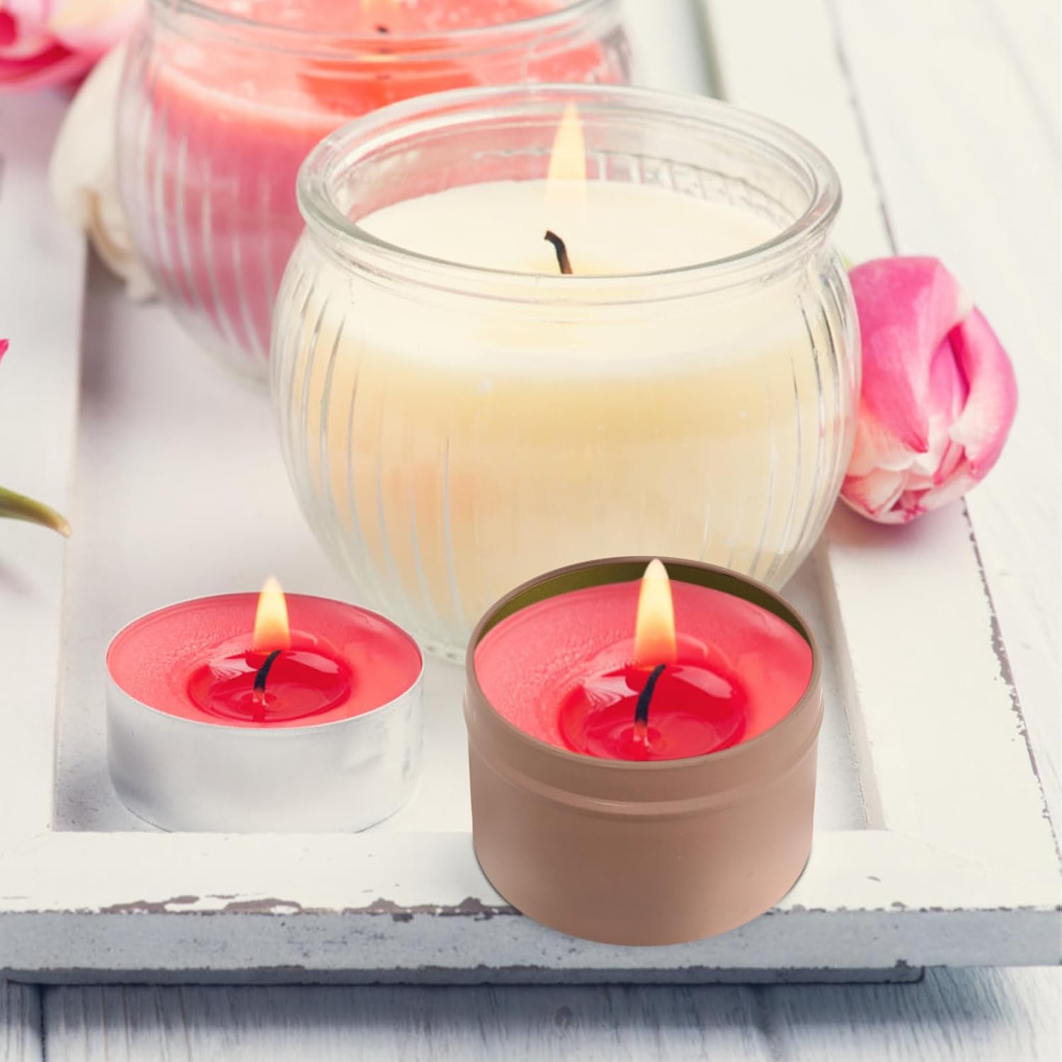 Cabilock 12pcs Iridescent Metal Candle Tins for DIY