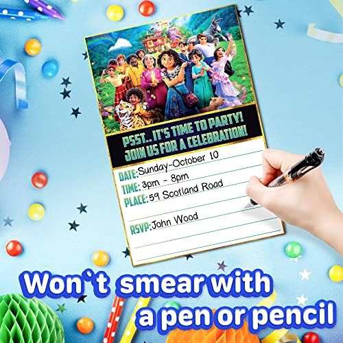 20 Piece Magical Family Birthday Invite Set - Lightweight Vibrant Easy to Fill