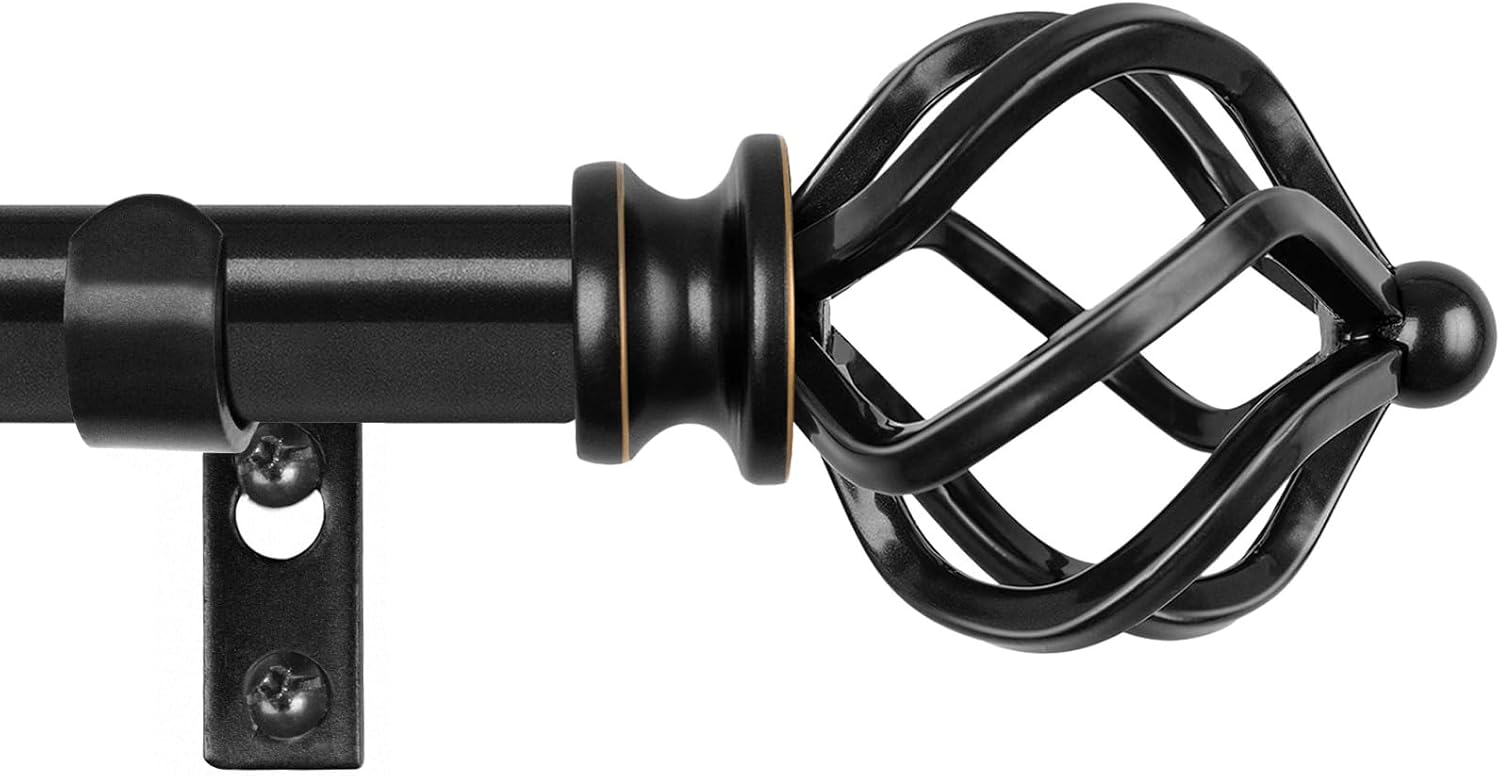 KAMANINA Black Adjustable Curtain Rod 32-58 Inch