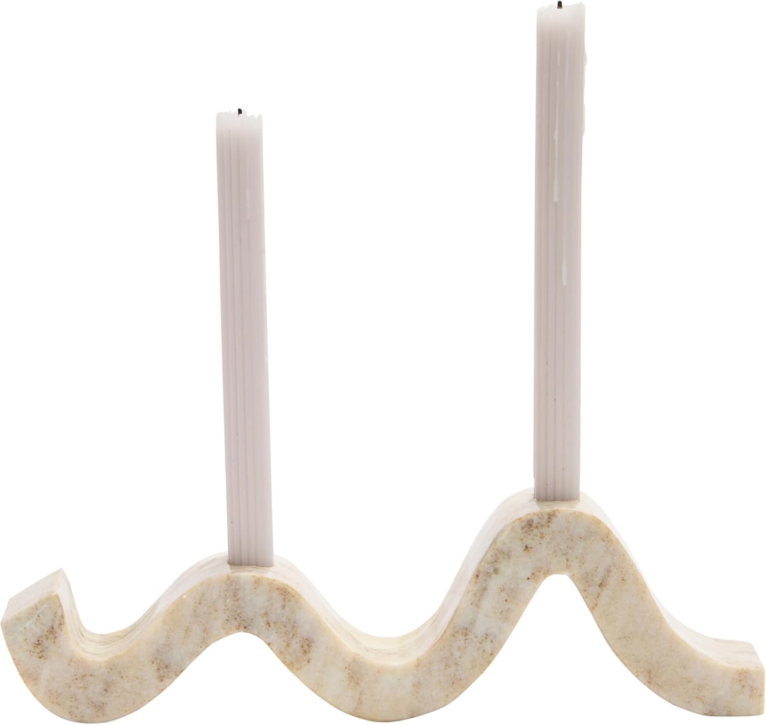 Marble Wave Double Taper Candle Holder Beige