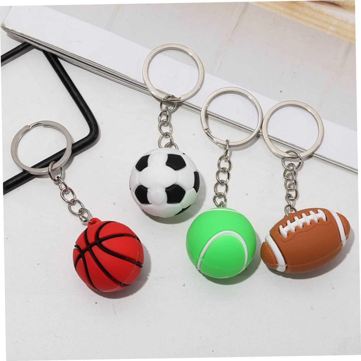 8pcs Sports Keychains Keyrings for Backpacks Luggage and School Bags