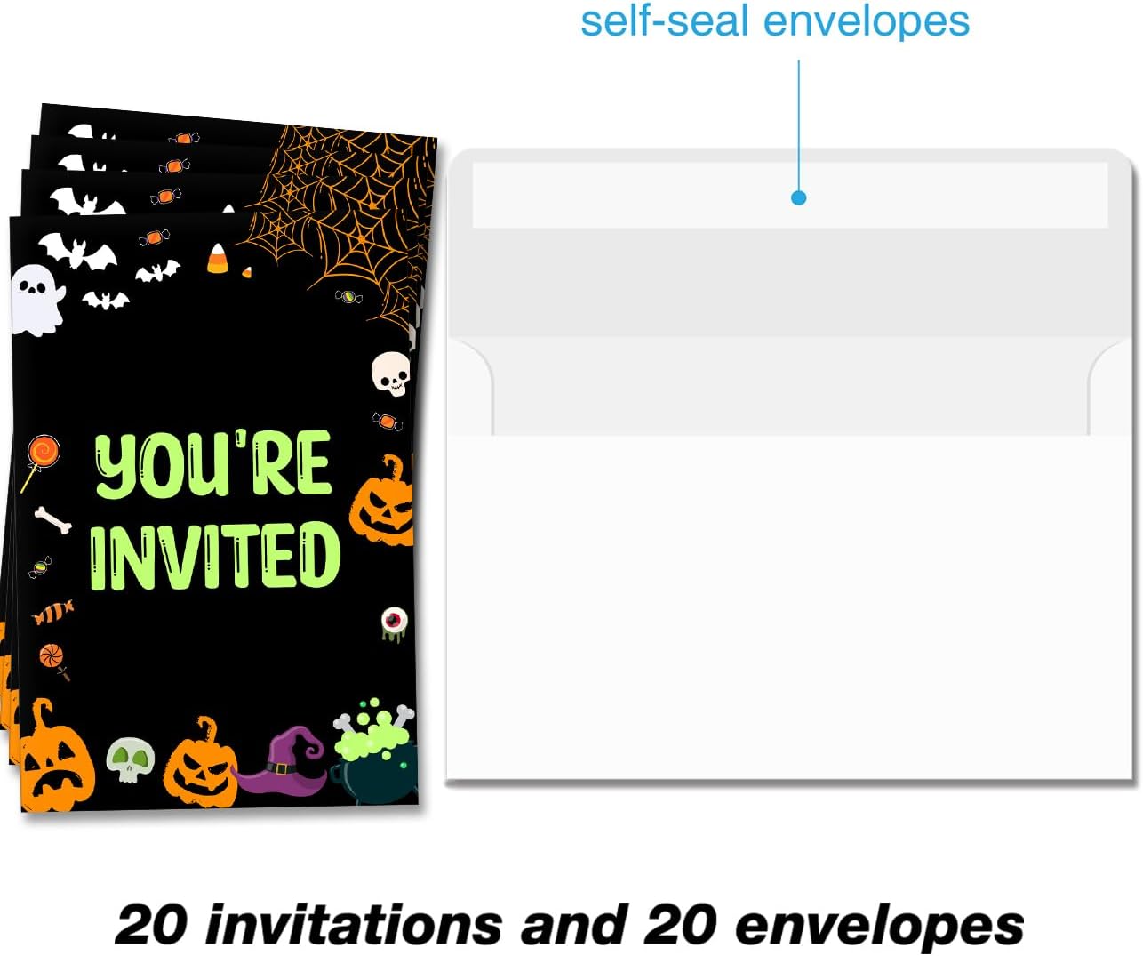 Spooky Halloween Party Invitations with Envelopes Set of 20