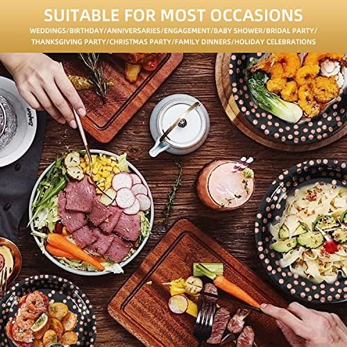 Black and Rose Gold Paper Plates 100 Pack 7 Inch