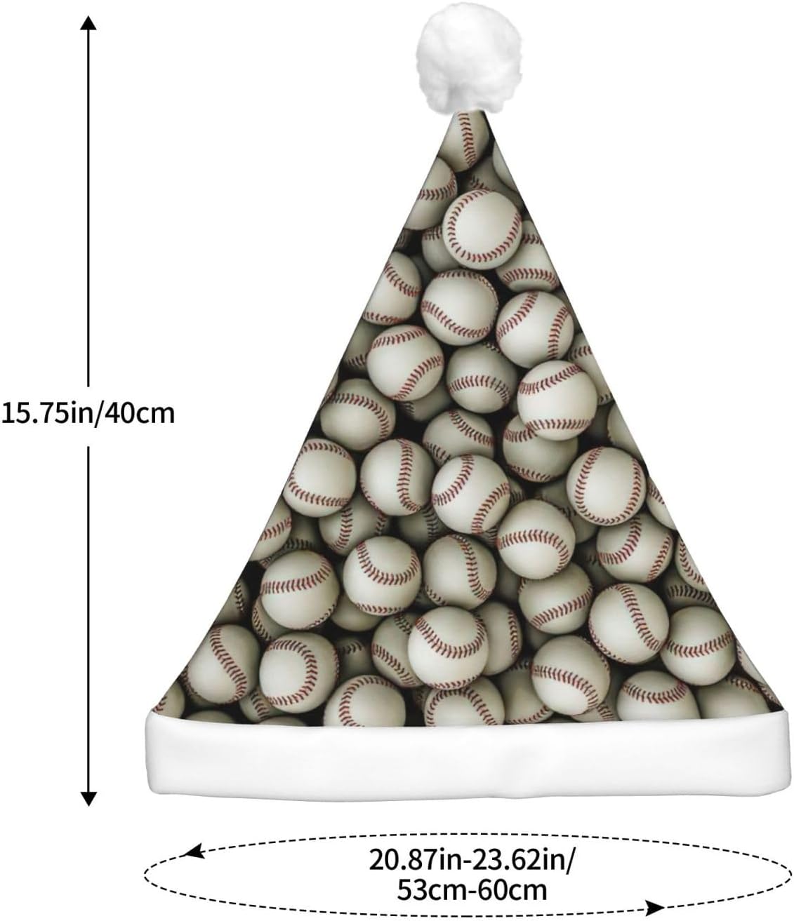 Baseball Print Christmas Hat with LED Lights