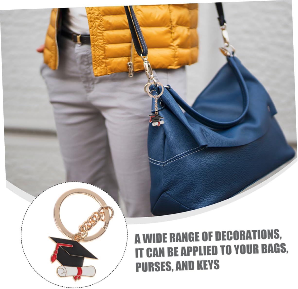5pcs Zinc Alloy Graduation Cap Keychain Charms