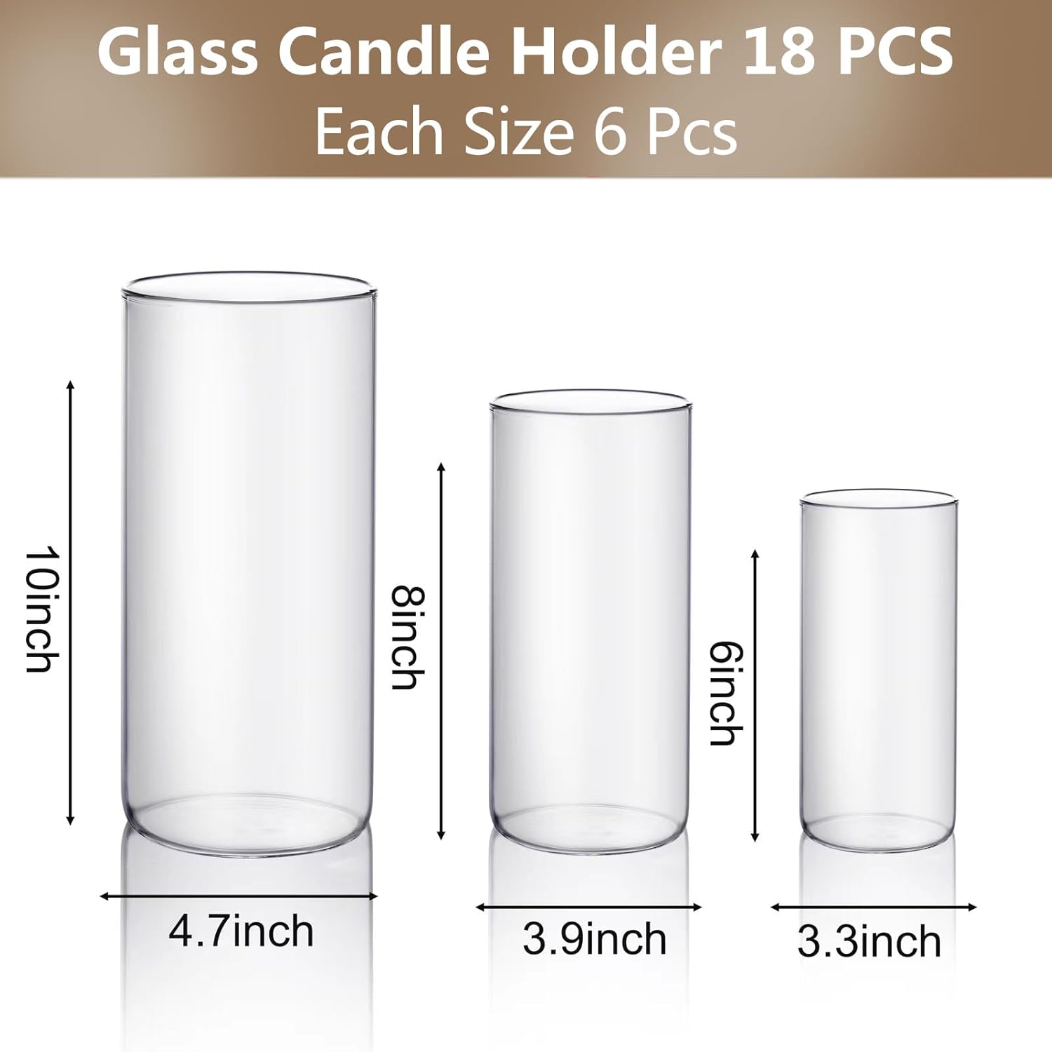 Yshengood 18PCS Clear Glass Hurricane Candle Holder Set
