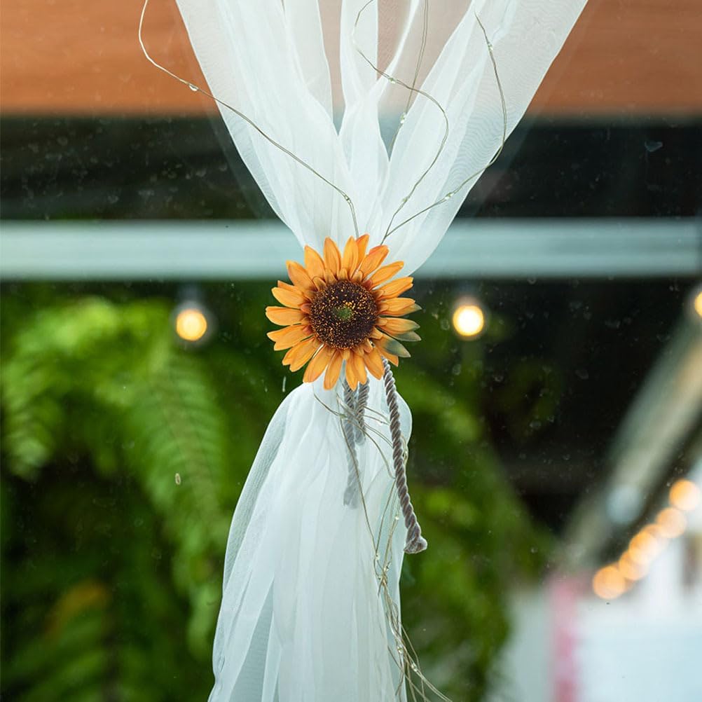 DECHOUS 4 Pack Flower Curtain Tiebacks Clips - Boho Sunflower Drapery Holdbacks