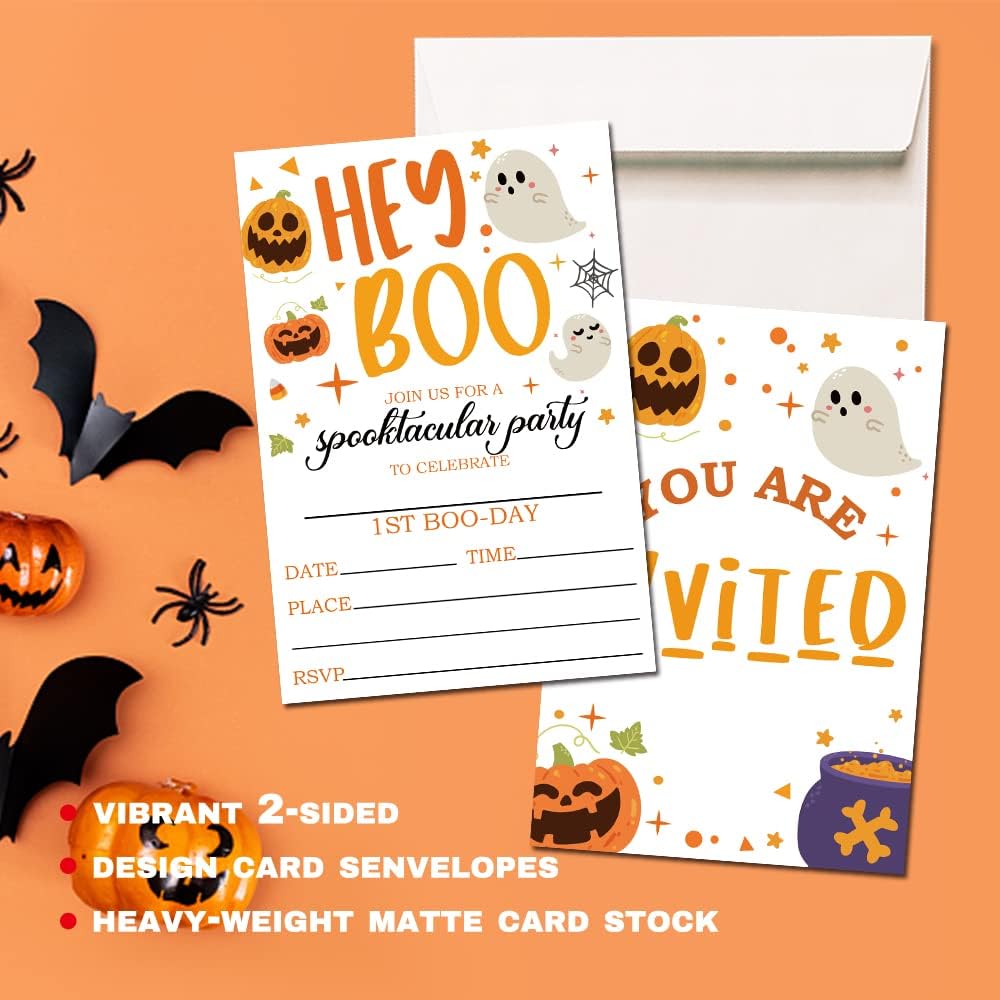 Deluxe Halloween Party Invitations Set with Envelopes 25 Cards 4X6