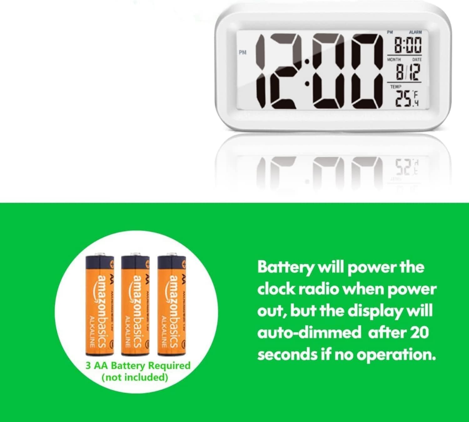 45 Inch LCD Digital Alarm Clock with Temperature and Calendar