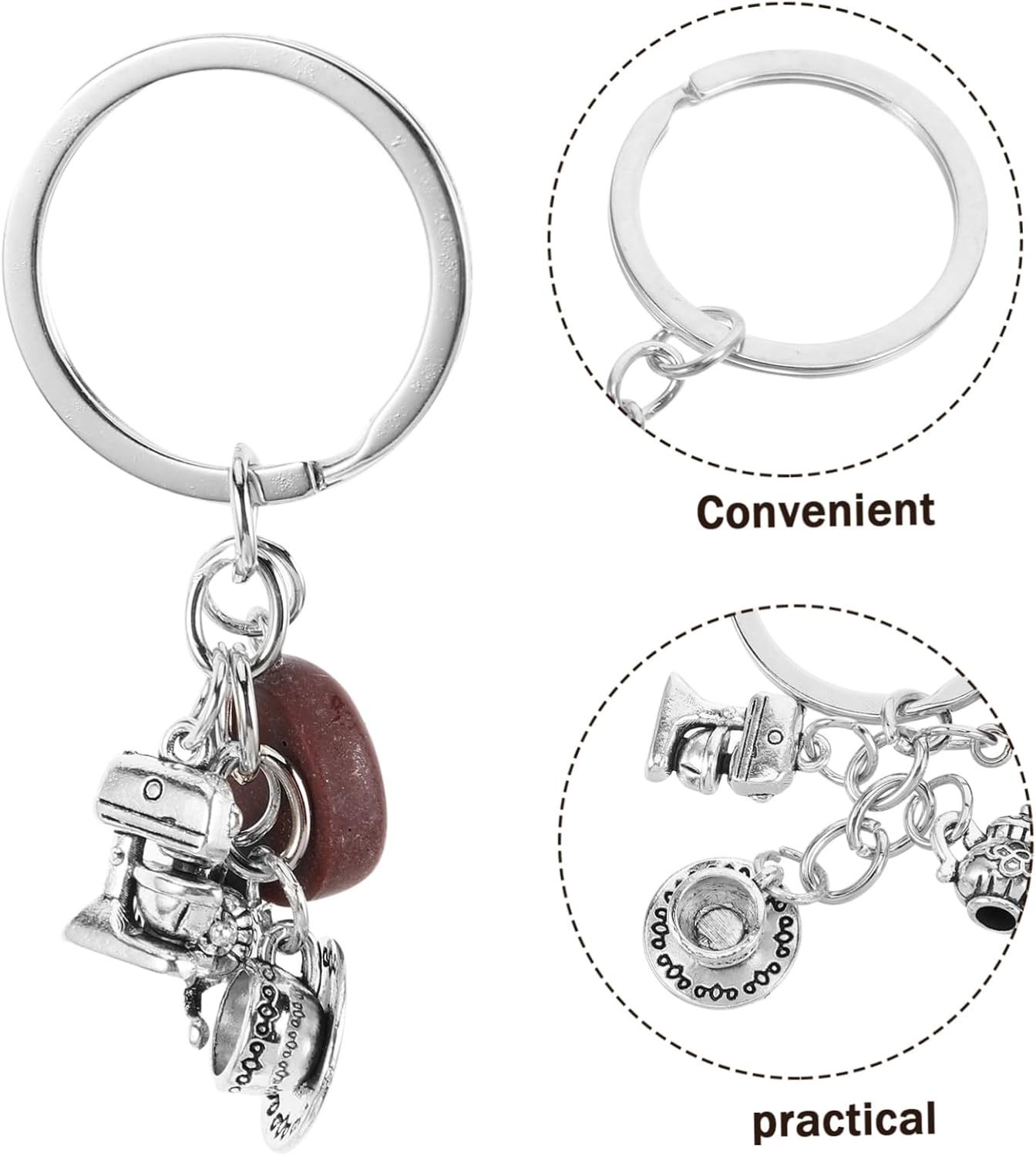 IMIKEYA 2pcs Cute Coffee Bean Keychain
