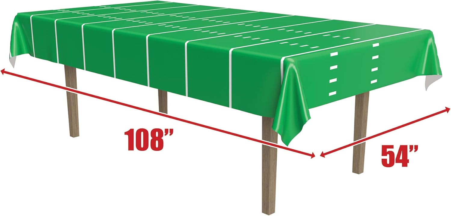 Beistle 3-Piece Football Table Cover 54x108 Green White