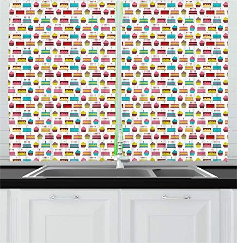 Lunarable Birthday Kitchen Curtains 2 Panel Set
