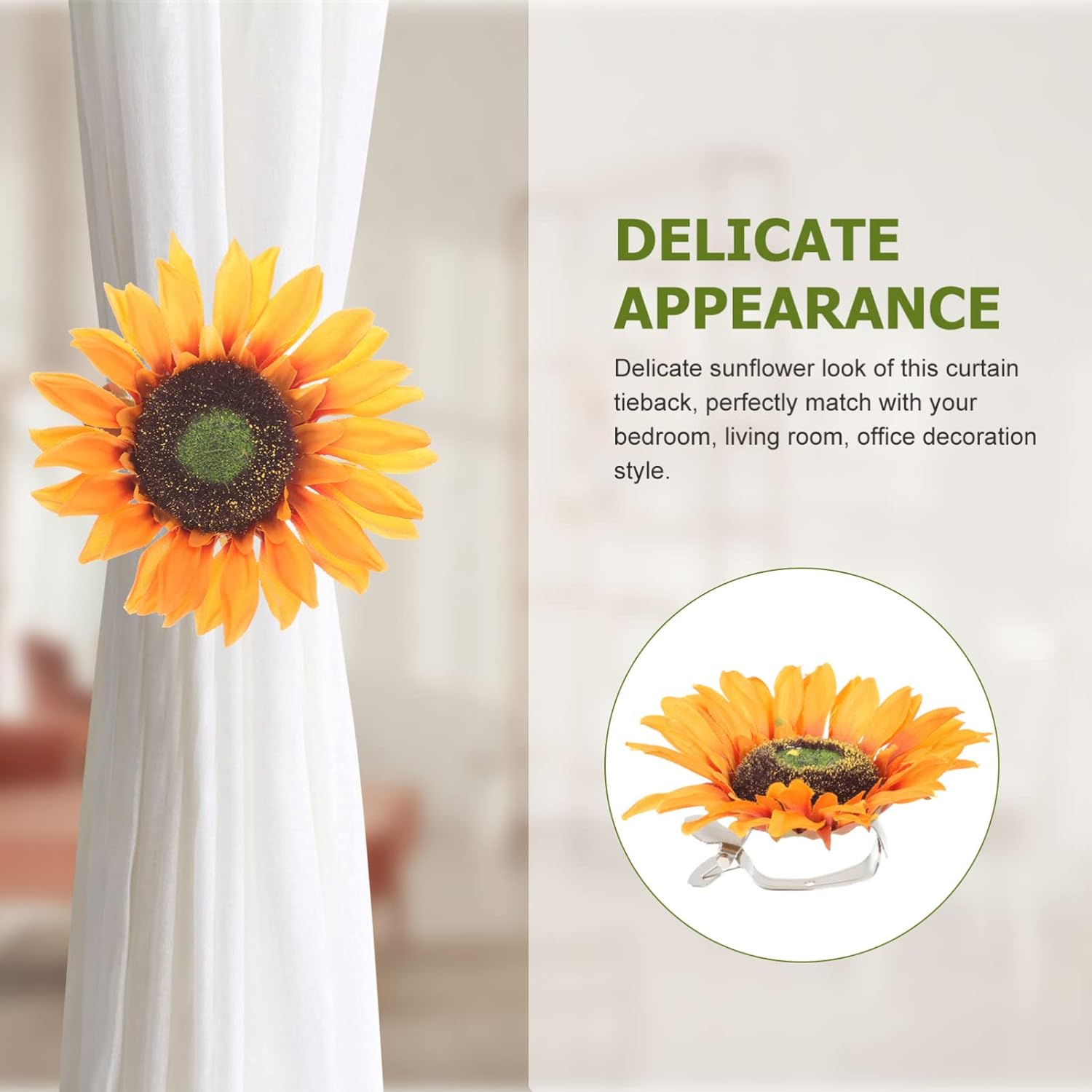 Veemoon 2pcs Sunflower Curtain Tiebacks Holdbacks for Home Decor
