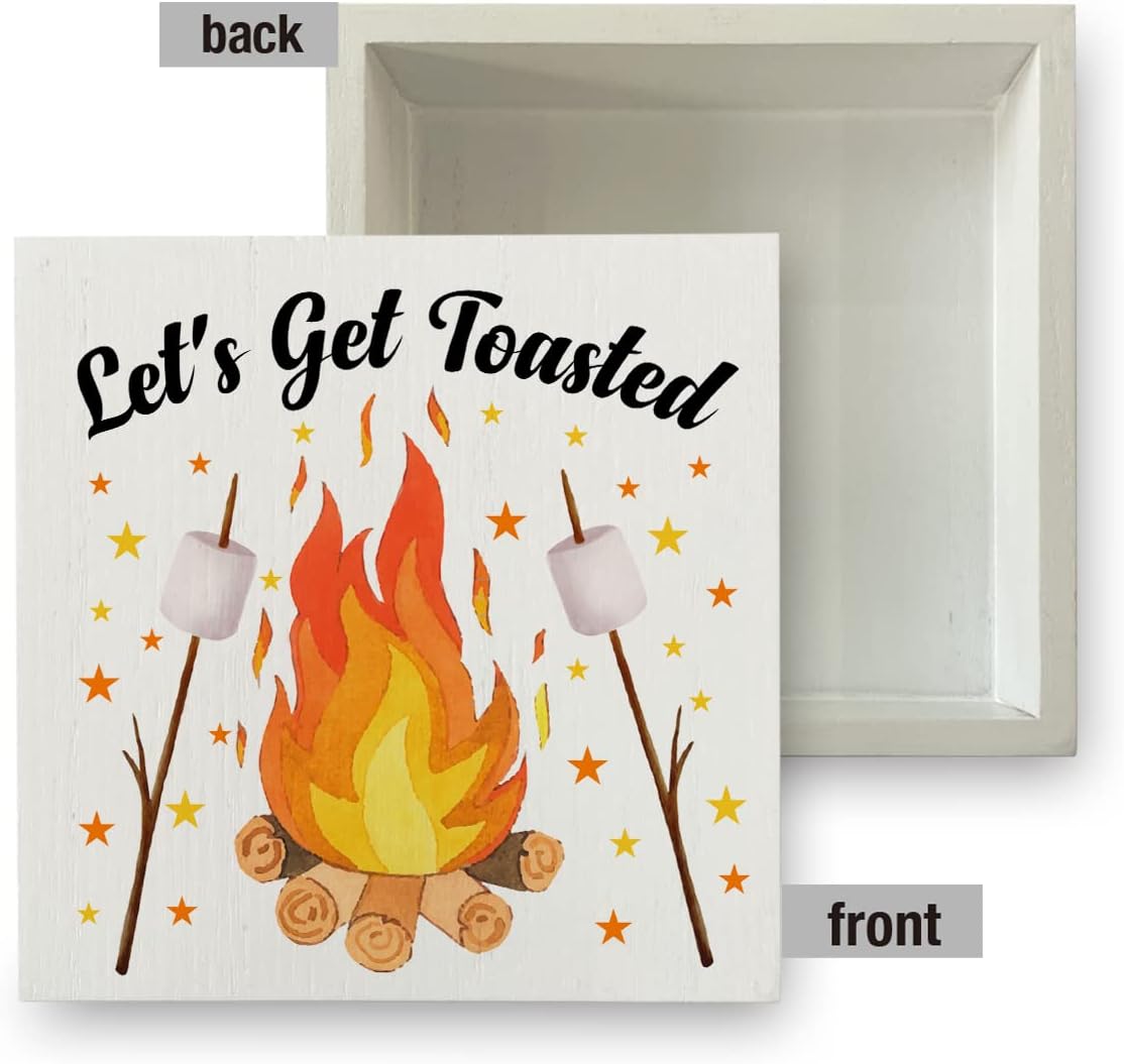 JOWMIJ Campfire Wood Box Sign 5x5 Inches Rustic Decor