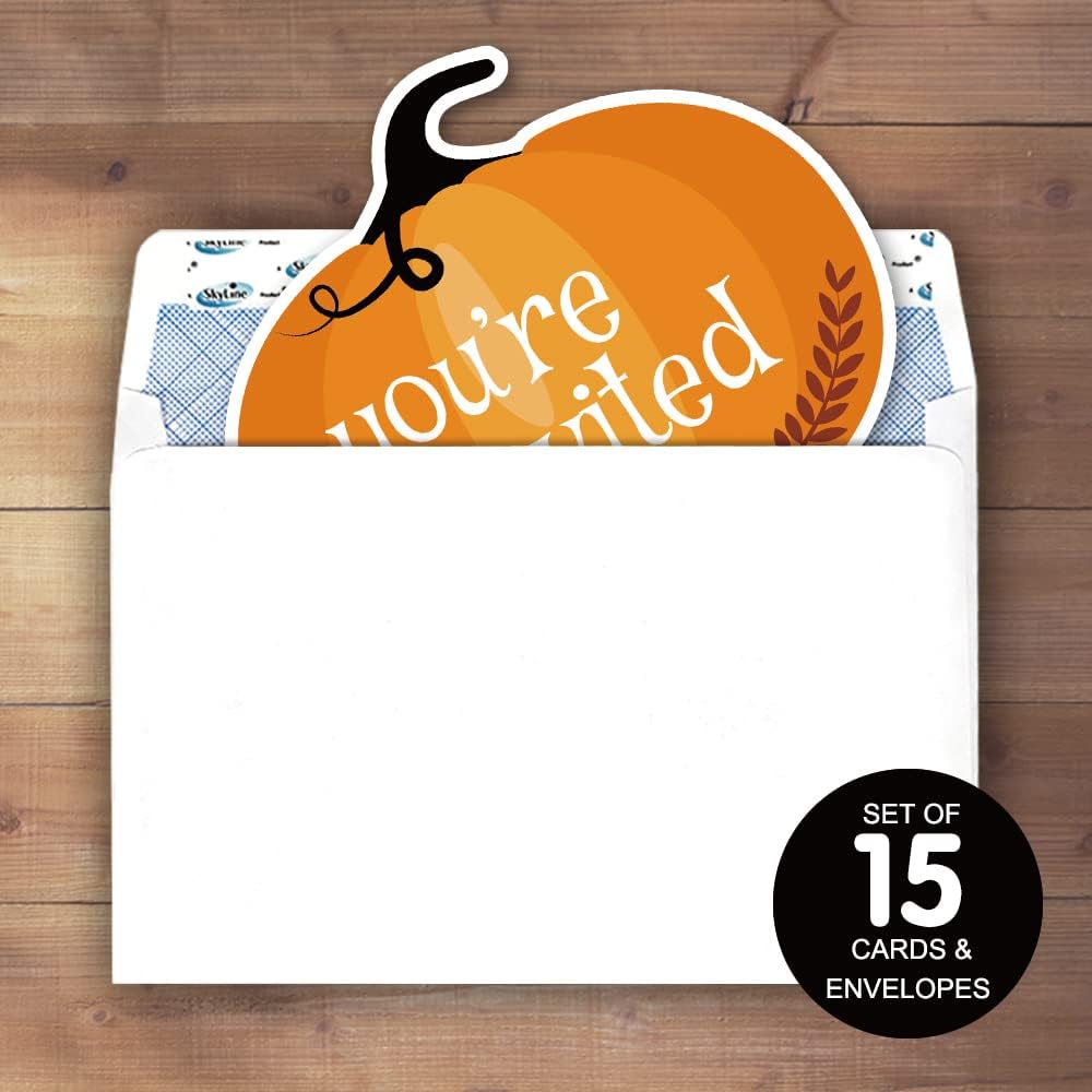 Haizct Halloween Pumpkin Fill-In Invitations 15 Pack