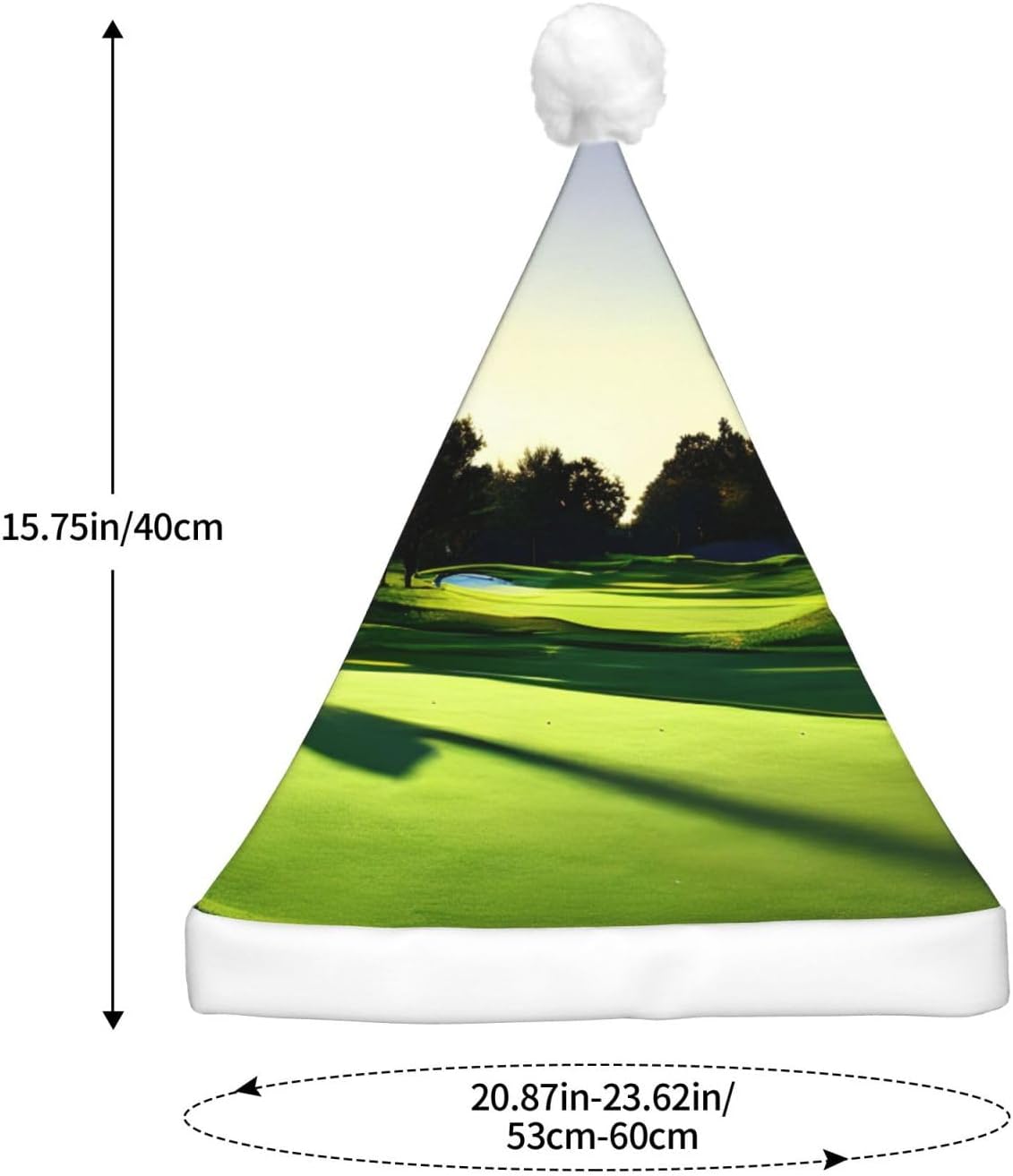 Golf Course Print Christmas Hat with LED Lights