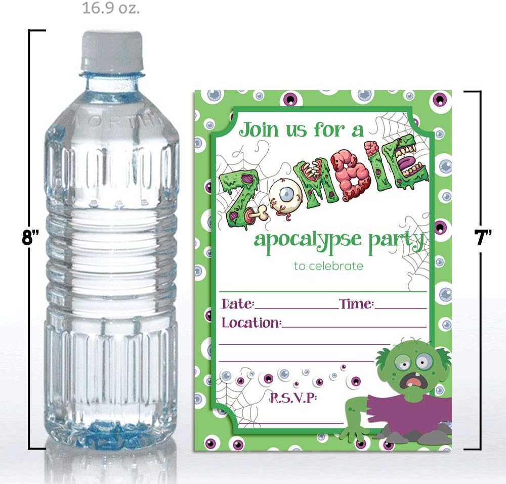 Zombie Halloween Party Invites 20pcs 5x7 Fill In Cards with Envelopes