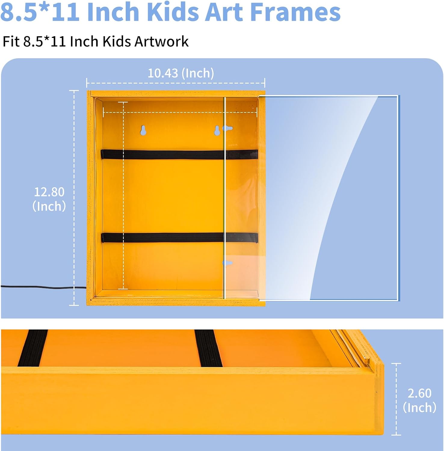 LuxRound Artwork Shadow Box with LED Light - Kids Art Display Frame