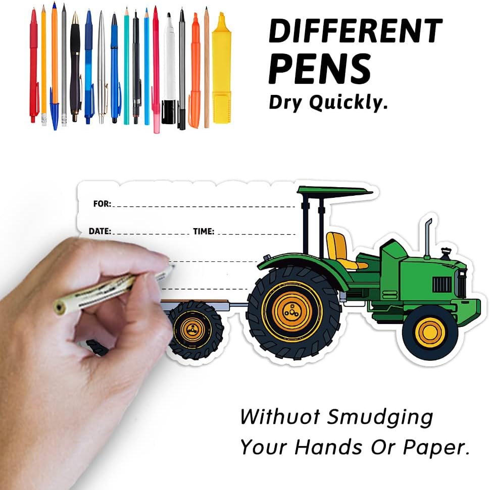 15 Sheet Green Tractor Party Invitation Set