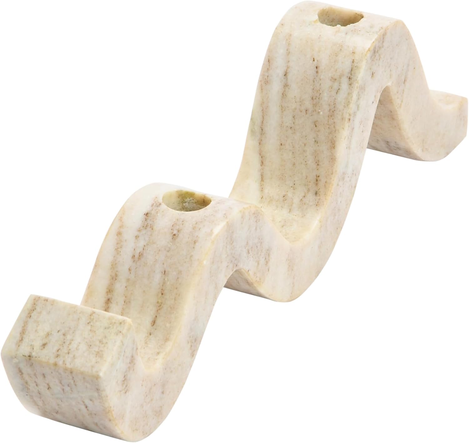 Marble Wave Double Taper Candle Holder Beige