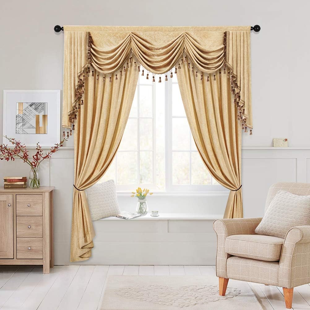 ELKCA Double-Sided Chenille Window Curtains 52 x 84 2 Panels Grommet Top