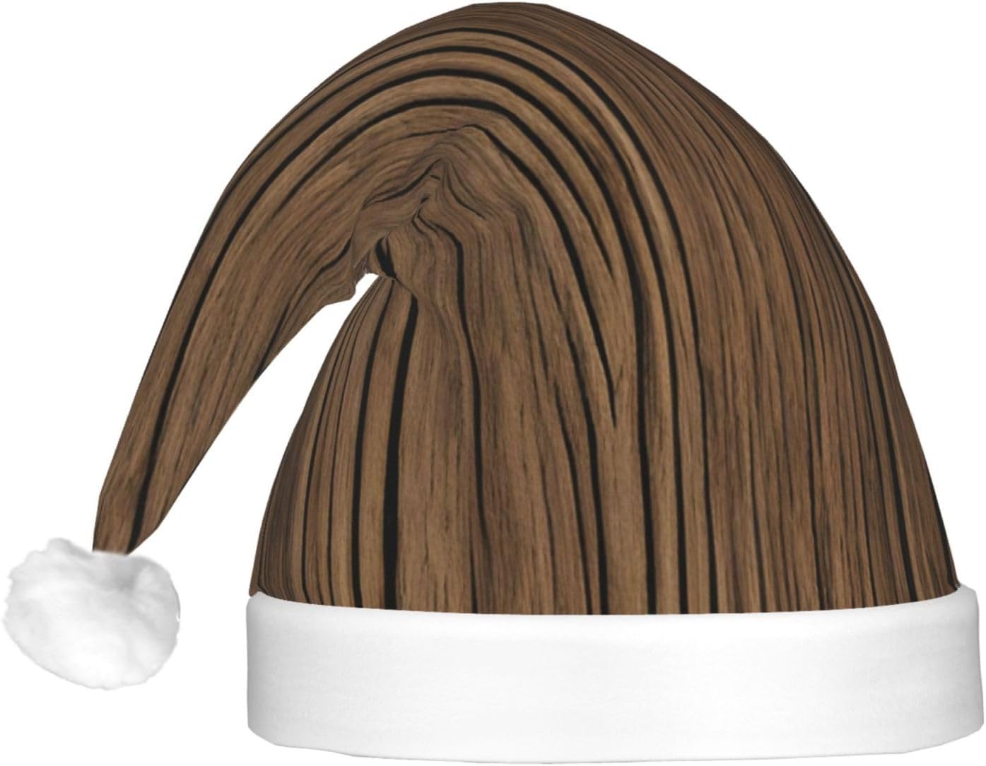 Wood Grain Print Christmas Hat with LED Lights