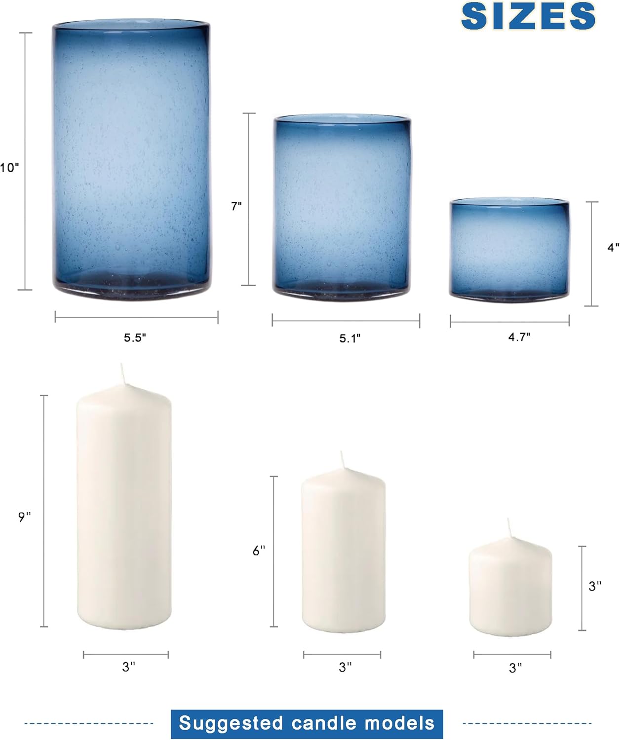 ARIAMOTION Glass Hurricane Candle Holders Set of 3