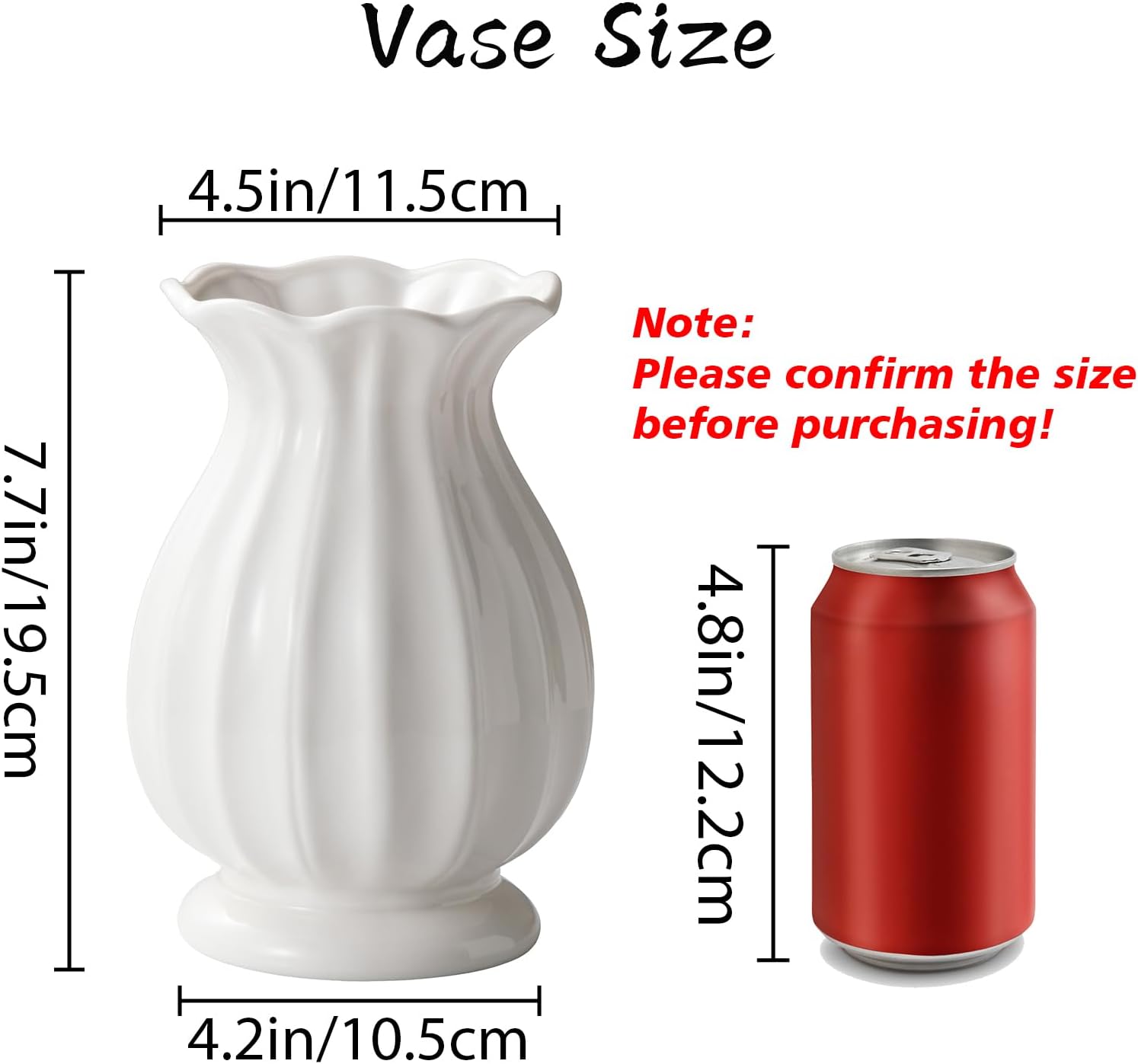 White Ceramic Vase 76 Inch Modern Farmhouse Decor