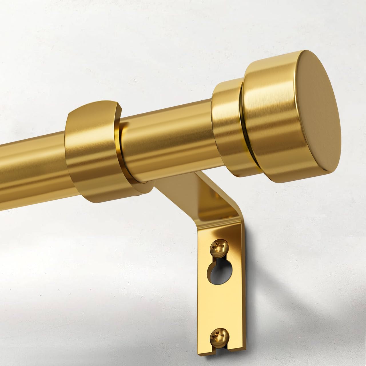 Modern Gold Curtain Rod with Solid Metal Finials 1 Diameter