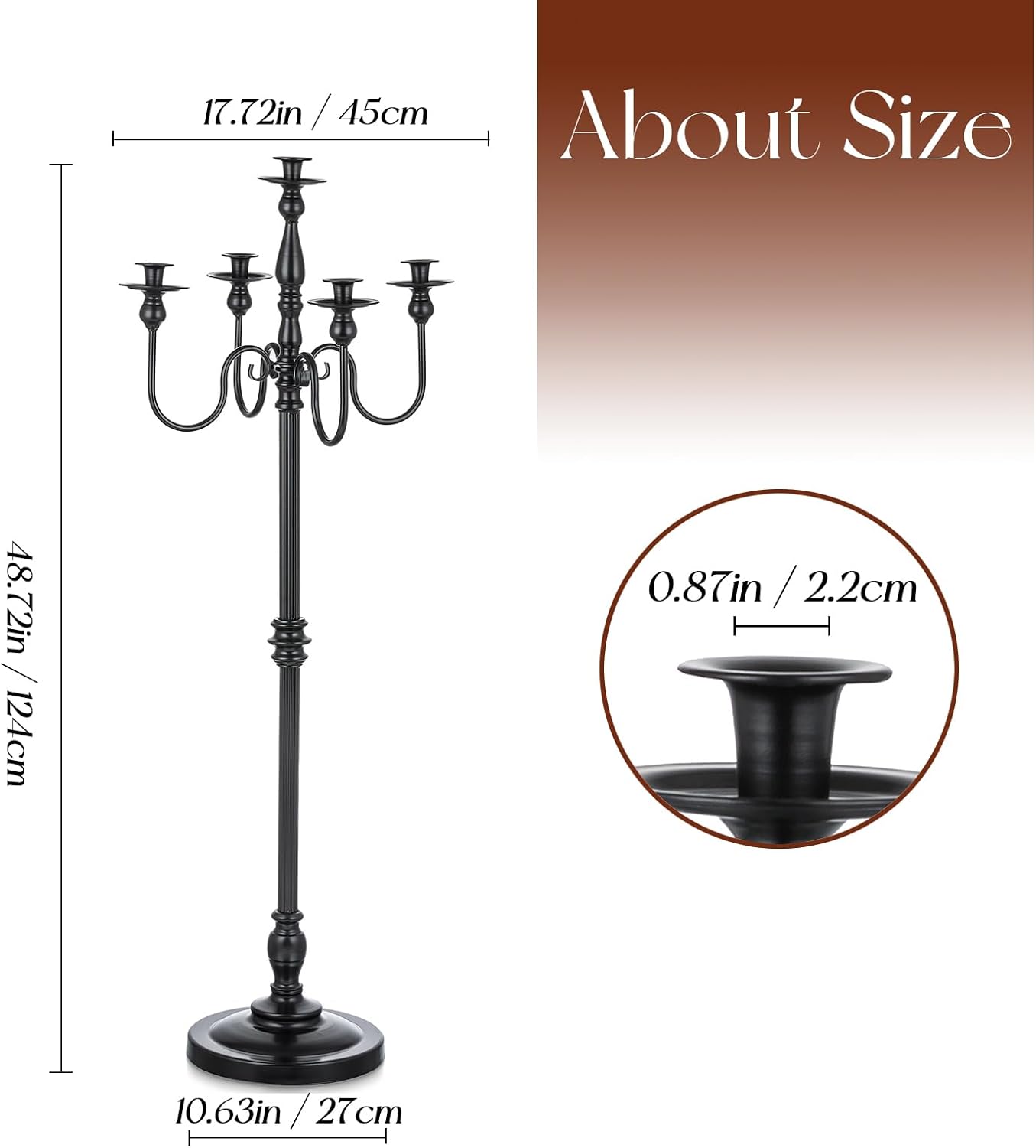 Candeldo 48 Inches Black Candelabra Set of 2