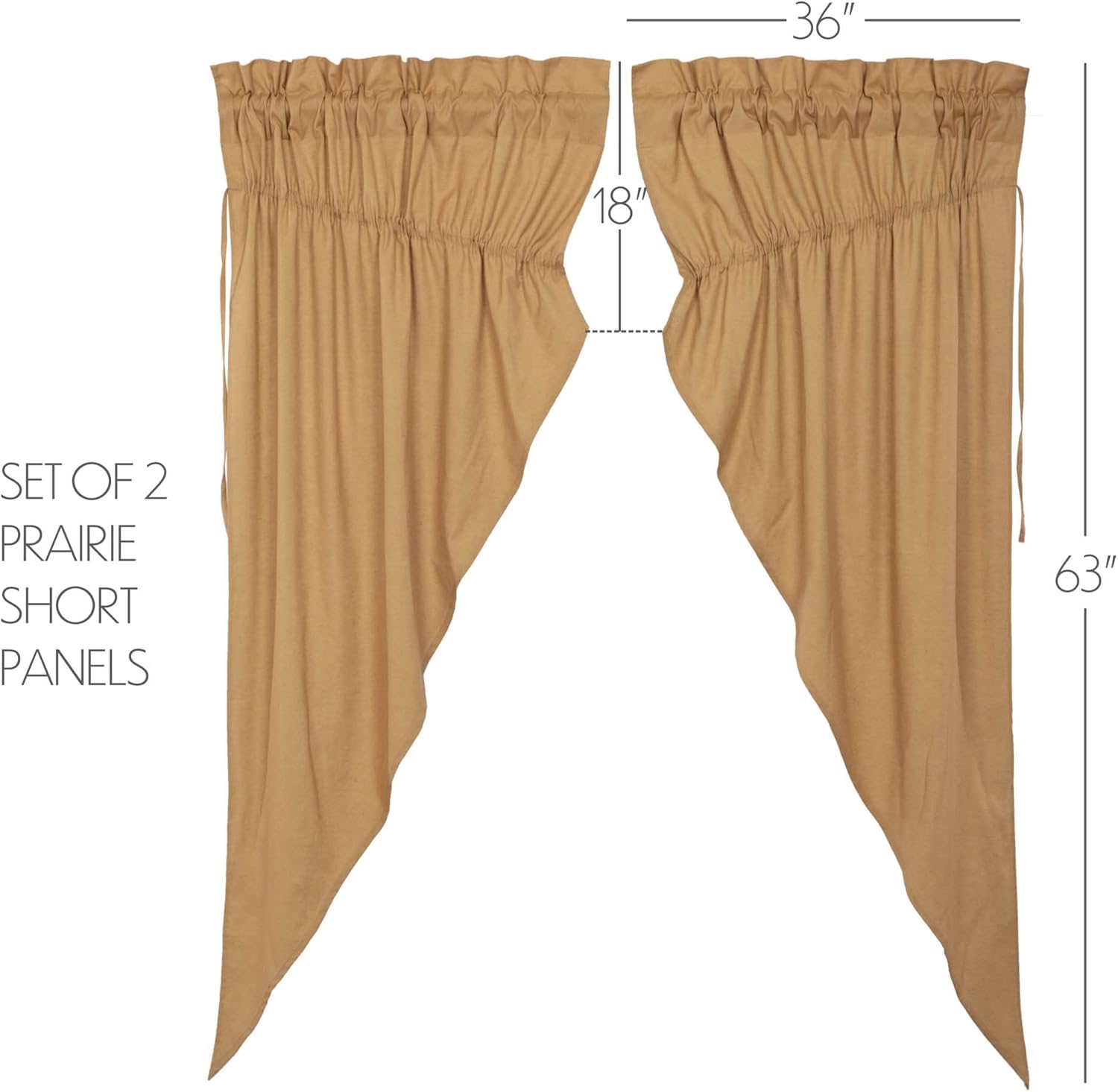 VHC Brands Flax Khaki Farmhouse Window Panels Set of 2