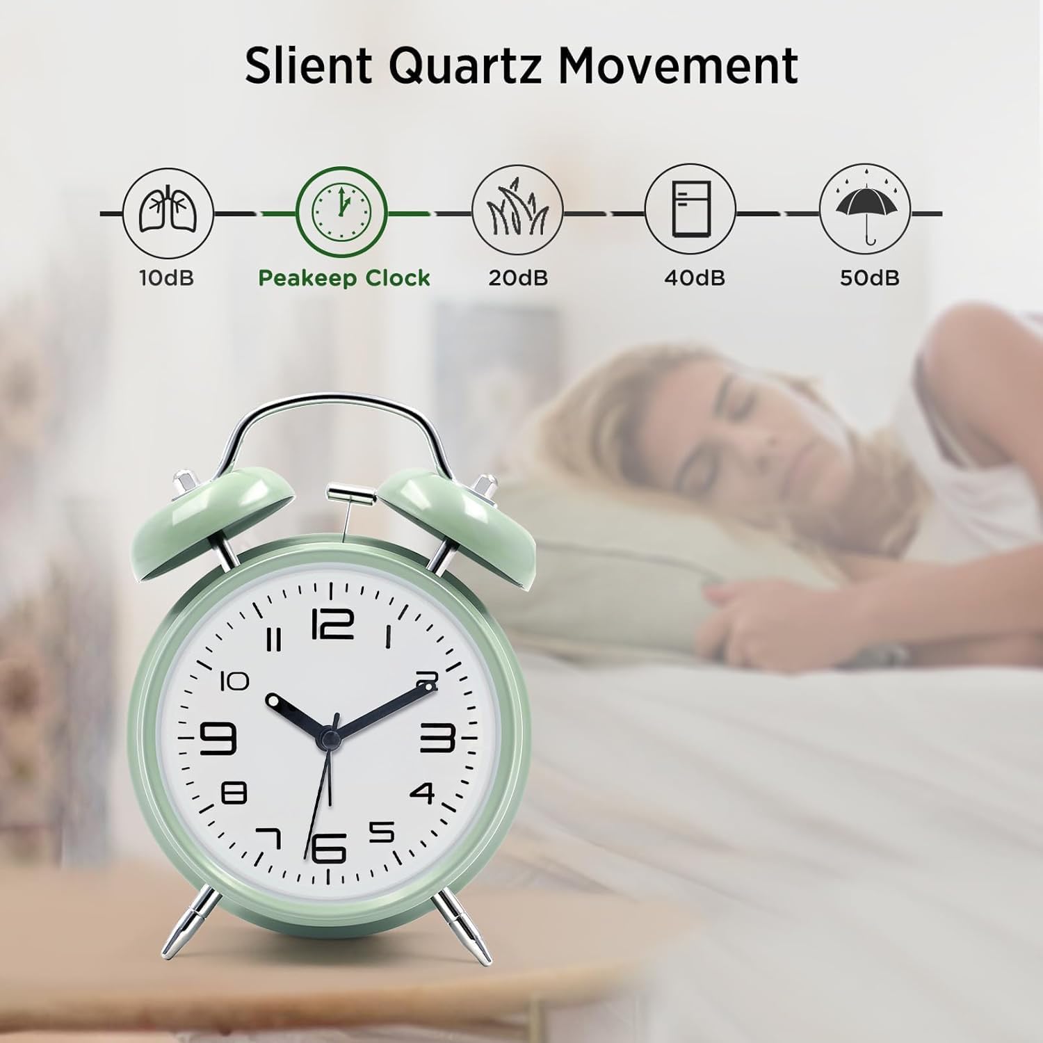 Loud Alarm Clock for Heavy Sleepers 4 Inch Twin Bell Metal Design