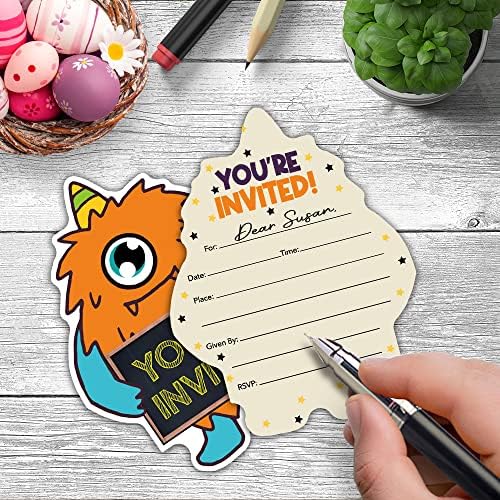 RZHV 15 Pack Monster Birthday Invitations Cards