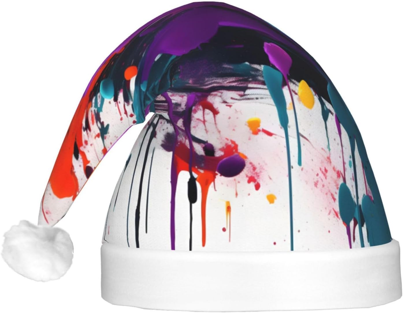 Paint Splatter Print Christmas Hat with LED Lights