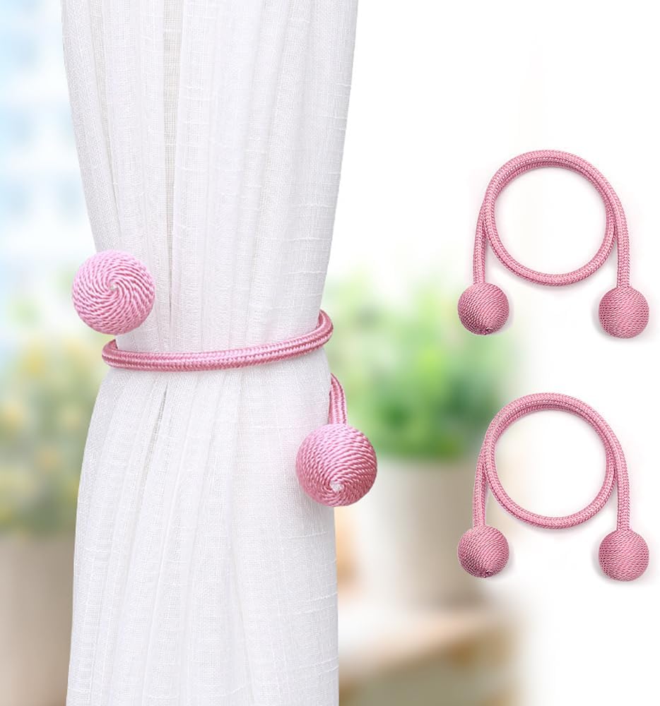 Window Curtain Magnetic Tiebacks 4 Pcs Pink Holdback